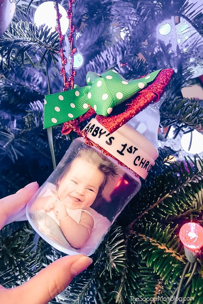 Celebrate baby's 1st Christmas with this adorable handmade baby bottle ornament - a personalized baby's first Christmas ornament and treasured keepsake!