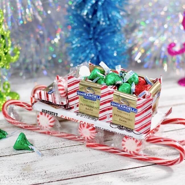 a Christmas sleigh made from candy.