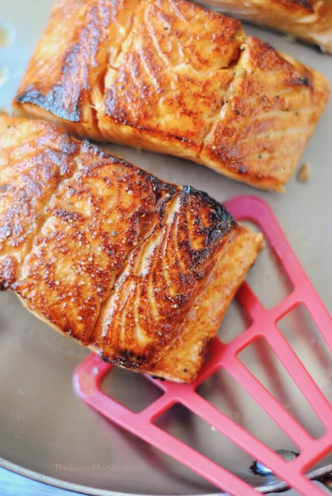 using fish spatula cooking salmon