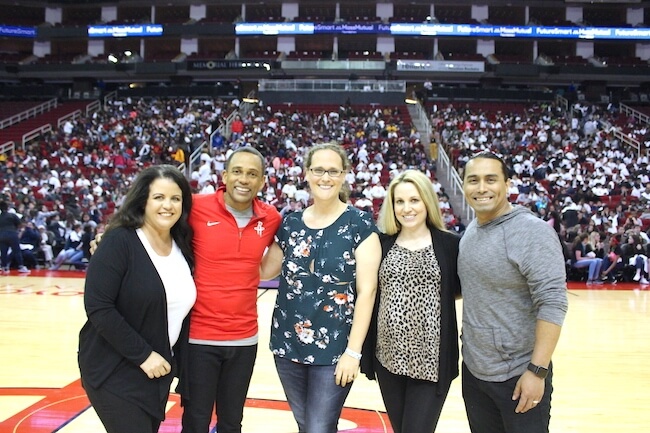 Stacey from The Soccer Mom Blog with Hill Harper at Houston FutureSmart event