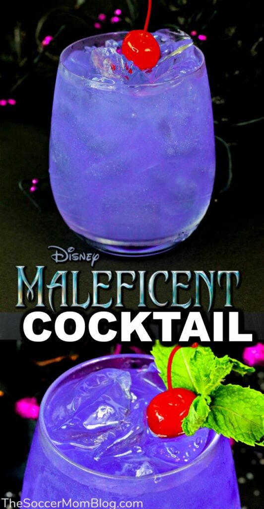 You don't have to be a vengeful fairy to enjoy this beautiful shimmering Maleficent Halloween Cocktail recipe!