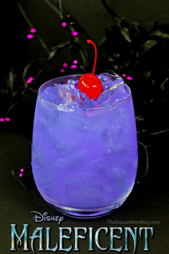shimmery purple cocktail inspired by Disney's Maleficent