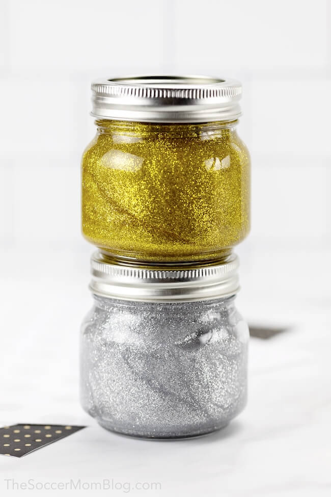 Stunning silver and gold metallic glitter slime recipe