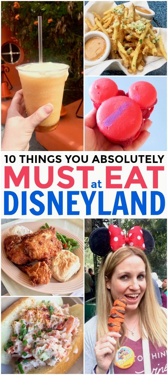 The 10 things you MUST eat at Disneyland and California Adventure Parks. Photos, descriptions, locations, and insider tips for an awesome Disney food tour!