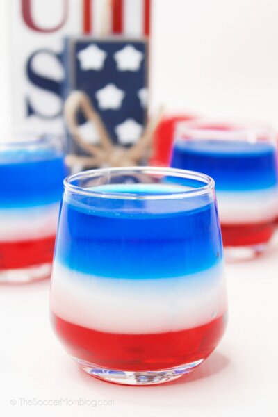 red white and blue layered shots