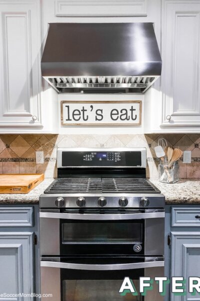 updated kitchen with professional range hood