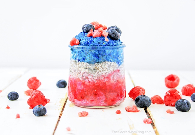 Colorful and tasty, this Red, White, and Blue Chia Seed Pudding is the perfect patriotic treat!